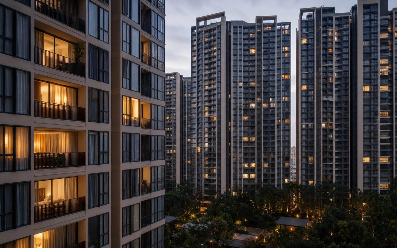 Large condominium development illustrating internal rental competition