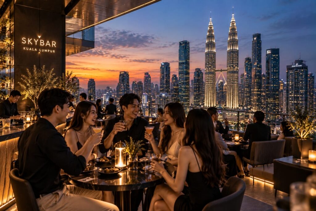 KLCC city-centre living room lifestyle illustration with Petronas Twin Towers view for Mah Sing KLCC review