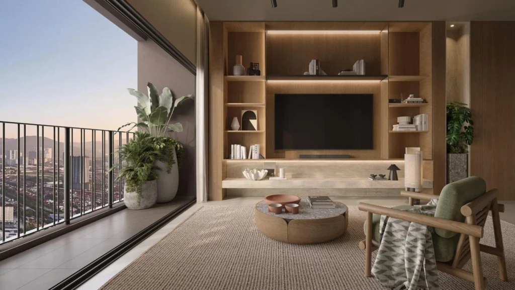 Ophira Resort Residences living area — official artist’s impression showing the interior space and furniture layout